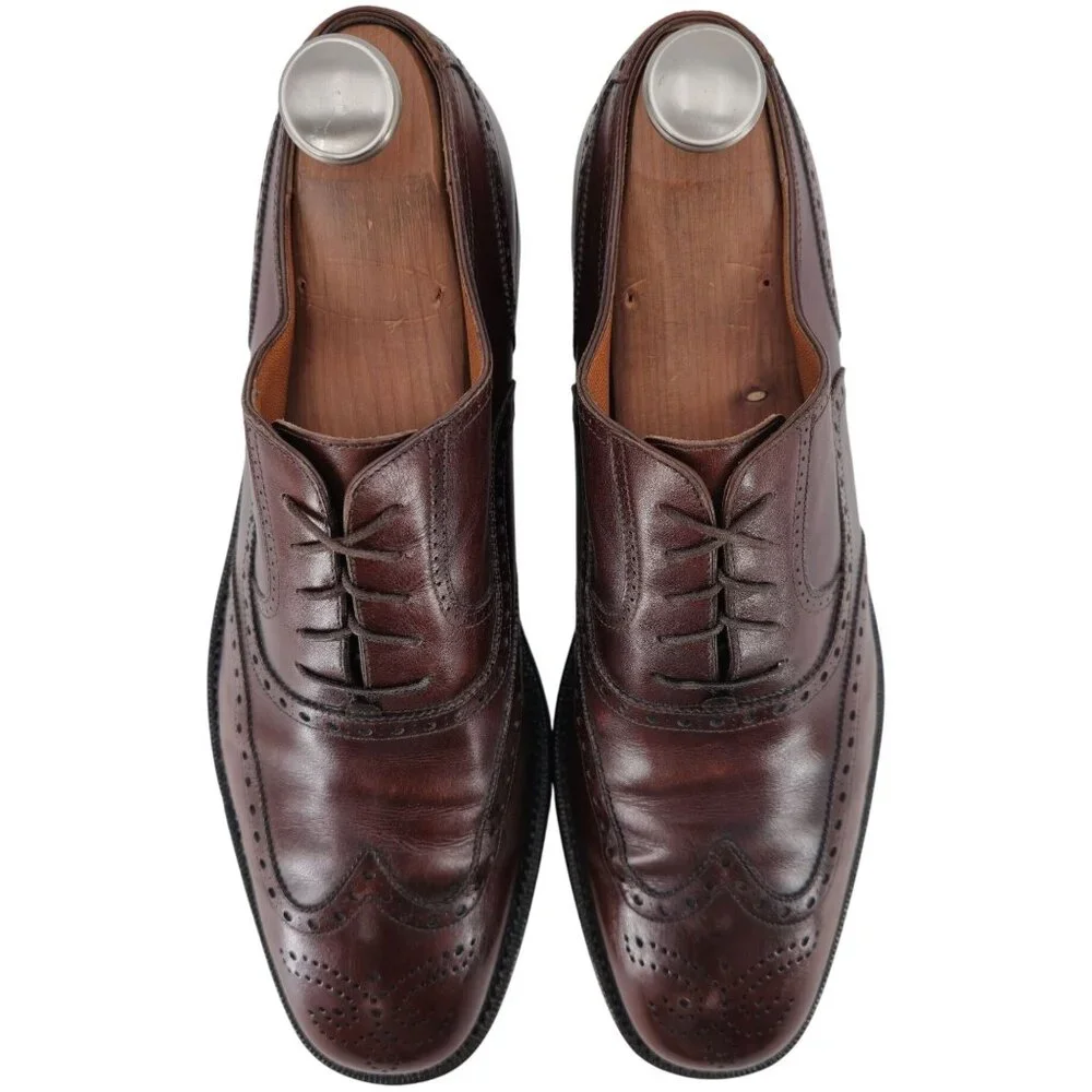 Salvatore Ferragamo Tramezza Brown Leather Wingtip Oxfords Men 11.5D Dress Shoes - Picture 12 of 14